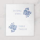 Wit en blauw | Floral Trouwtafel Nummer Plaatskaartje (Buitenkant ongevouwen)