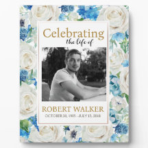 Wit en blauw Foto Begrafenisbord