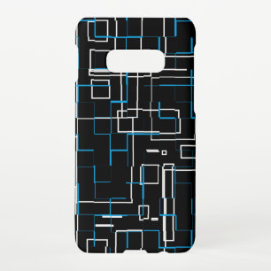 Wit en blauw gelaagd Patroon over Zwart Samsung Galaxy S10E Hoesje