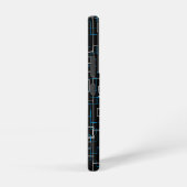 Wit en blauw gelaagd Patroon over Zwart Samsung Galaxy Hoesje (Rechterkant)