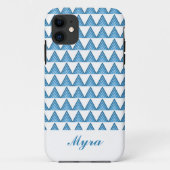 Wit en Blauw Geometrisch Patroonontwerp Case-Mate iPhone Case (Achterkant)