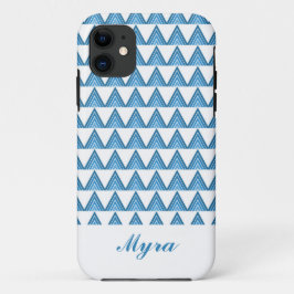 Wit en Blauw Geometrisch Patroonontwerp Case-Mate iPhone Case