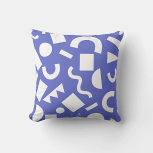 Wit en blauw geometrisch vorm decoratief  kussen