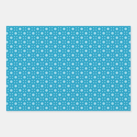 Wit en Blauw Geometrische Vormen Inpakpapier Vel (Voorkant 3)