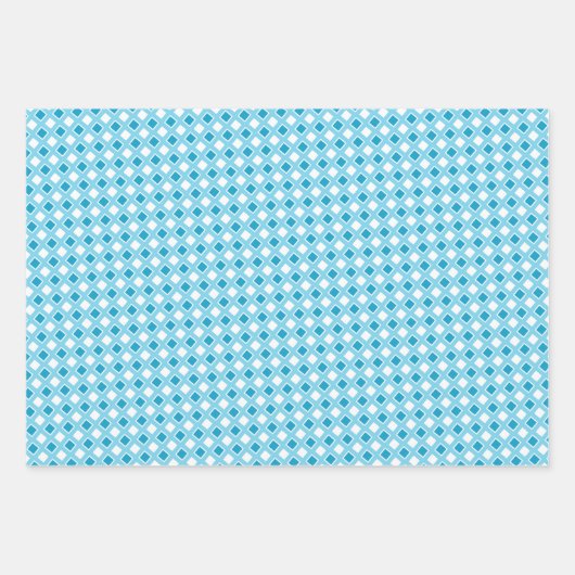 Wit en Blauw Geometrische Vormen Inpakpapier Vel (Voorkant 2)