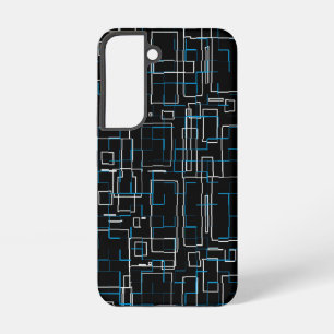 Wit en blauw gestreept patroon over zwart samsung galaxy hoesje