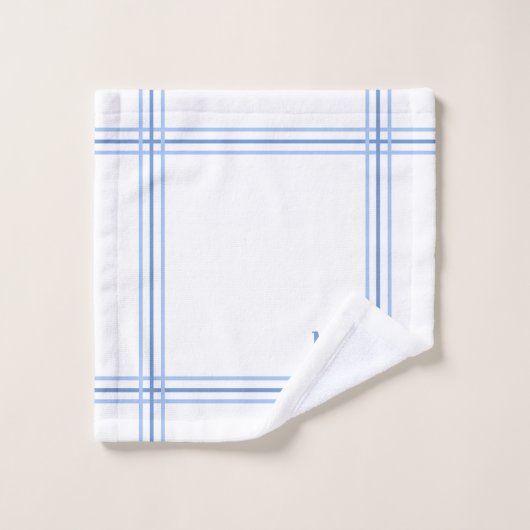Wit en Blauw Gestreepte Aangepaste Initialen Bad Handdoek (Wasdoekje)