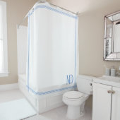 Wit en Blauw Gestreepte Aangepaste Initialen Douchegordijn (In situ)