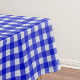 Wit en blauw Gingham patroon | Katoen geruit Tafelkleed