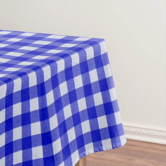 Wit en blauw Gingham patroon | Katoen geruit Tafelkleed (Voorbeeld)