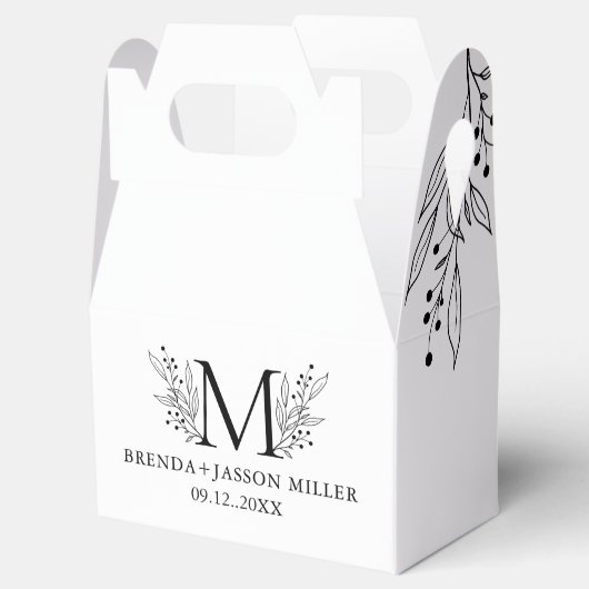 Wit en Blauw-Grijs Elegant monogram pasgetrouwd Bedankdoosjes (Geopend)