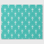 Wit en blauw-groen art-decopatroon cadeaupapier (Vlak)