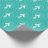 Wit en blauw-groen art-decopatroon cadeaupapier (Hoek)