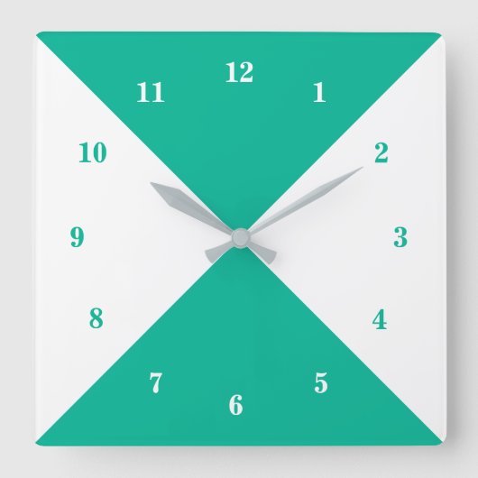 Wit en blauw groen -  vierkante klok (Voorkant)