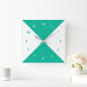 Wit en blauw groen -  vierkante klok (Huis)