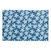 Wit en blauw Herhaal motief | Zeeen schildpadpatro Kussensloop (Achterkant)