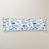 Wit en blauw herhalend motief | Haaienpatroon Lichaamskussen (Achterkant)