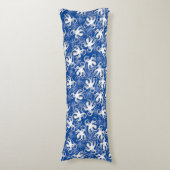 Wit en blauw herhalend motief | Octopuspatroon Lichaamskussen (Voorkant Verticaal)