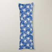 Wit en blauw herhalend motief | Octopuspatroon Lichaamskussen (Achterkant (Verticaal))