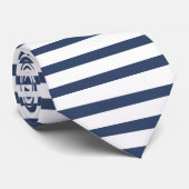 Wit en blauw horizontaal gestreept Stropdas (Opgerold)