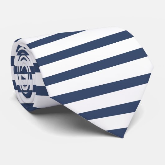 Wit en blauw horizontaal gestreept Stropdas (Opgerold)