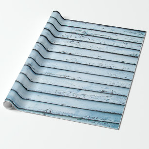 Wit en blauw houten oppervlak cadeaupapier