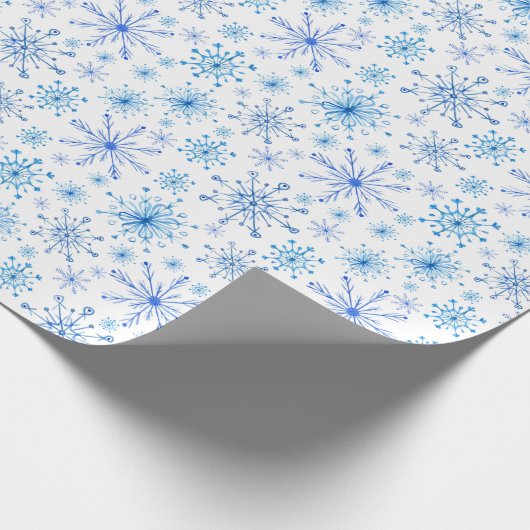 Wit en blauw ijs en sneeuwvlokken cadeaupapier (Hoek)