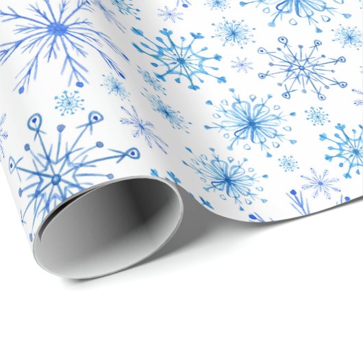 Wit en blauw ijs en sneeuwvlokken cadeaupapier (Rol Hoek)