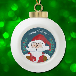 Wit en blauw kerstbal Ornament
