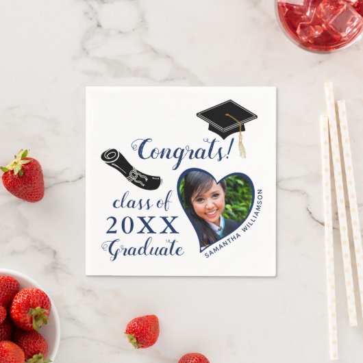 Wit en Blauw Klasse van 2025 Foto Afstuderen Servet (Insitu)