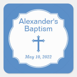 Wit en Blauw Kruis Dop Vierkante Sticker