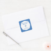 Wit en Blauw Kruis Dop Vierkante Sticker (Envelop)