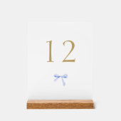 Wit en Blauw Lint Trouwtafel Nummer Acryl Bord (Voorkant)