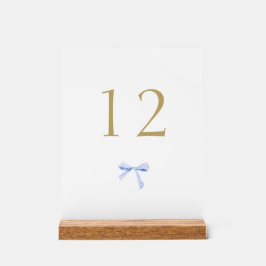 Wit en Blauw Lint Trouwtafel Nummer Acryl Bord