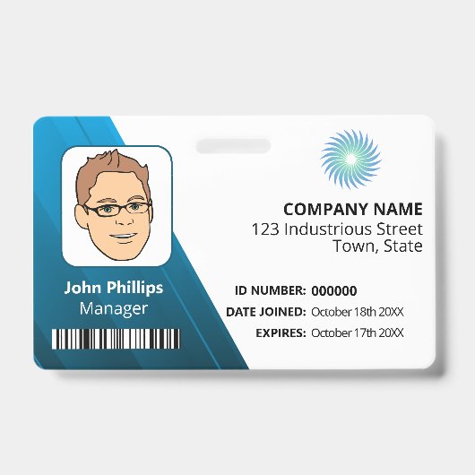 Wit En Blauw Manager ID Logo Badge (Voorzijde)