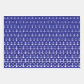 Wit en Blauw Marine Anker Patroon Custom Inpakpapier Vel (Voorkant)