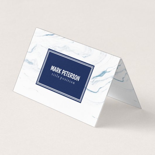 Wit en blauw marmeren steen marineblauw Lijst Visitekaartje (Voorkant)