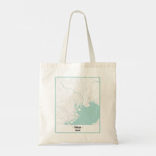 Wit en Blauw Minimalist Tokyo Stadsplattegrond Can Tote Bag (Achterkant)