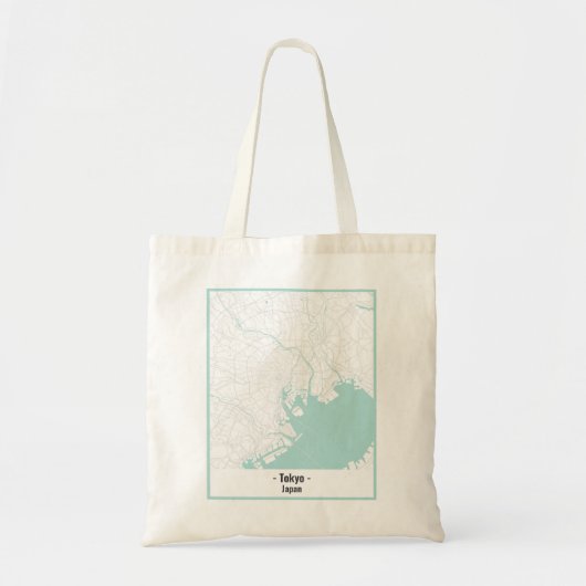 Wit en Blauw Minimalist Tokyo Stadsplattegrond Can Tote Bag (Voorkant)