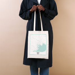 Wit en Blauw Minimalist Tokyo Stadsplattegrond Can Tote Bag