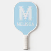 Wit en Blauw Minimalistisch Modern Monogram Pickleball Paddle (Voorkant)