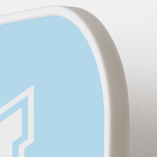 Wit en Blauw Minimalistisch Modern Monogram Pickleball Paddle (Links Detail)