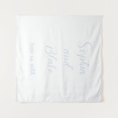 Wit en Blauw Minimalistische Hemelbruiloft Wandkleed (Voorkant (horizontaal))