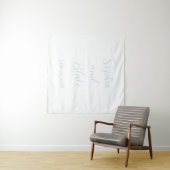 Wit en Blauw Minimalistische Hemelbruiloft Wandkleed (In Situ (horizontaal))