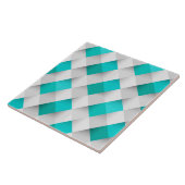 Wit en blauw mozaïekpatroon keramische tegels tegeltje (Zijkant)