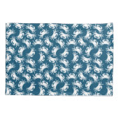 Wit en blauw naadloos krabpatroon kussensloop (Achterkant)