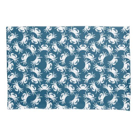 Wit en blauw naadloos krabpatroon kussensloop (Voorkant)