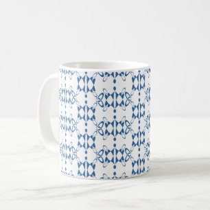 Wit en blauw ornament art Deco geometrie Koffiemok
