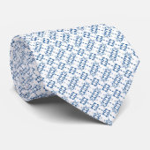 Wit en blauw ornament art Deco geometrie Stropdas (Opgerold)