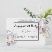 WIT EN BLAUW PATELE BLOEMELEGANT VERLOVING KAART (Staand voorkant)